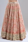 Abhinav Mishra_Orange Chanderi, Organza Mirrors, Embroidery, Zari, Tassels Safron Lehenga Set _at_Aza_Fashions