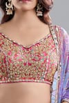Buy_Abhinav Mishra_Multi Color Chanderi, Net Mirrors, Zari, Embroidery Rebecca Pastel Lehenga Set _Online_at_Aza_Fashions