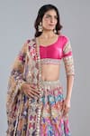 Buy_Abhinav Mishra_Multi Color Chanderi, Net Mirrors, Zari, Psychedelic Hues Lehenga Set _Online_at_Aza_Fashions