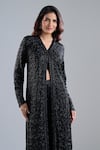 Ritika Mirchandani_Black Embroidery, Sequins V-, Scoop Jacket And Pant Set _Online_at_Aza_Fashions