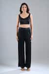 Ritika Mirchandani_Black Embroidery, Sequins V-, Scoop Jacket And Pant Set _at_Aza_Fashions