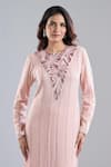 Buy_Ritika Mirchandani_Pink Embroidery, Sequins Round Neck Blush Kurta And Pant Set _Online_at_Aza_Fashions