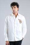 Buy_Rohit Bal_Ivory Poplin Embroidery Bird Placement Shirt _at_Aza_Fashions