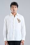 Rohit Bal_Ivory Poplin Embroidery Bird Placement Shirt _at_Aza_Fashions