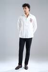 Rohit Bal_Ivory Poplin Sequins, Embroidery Placement Shirt _Online_at_Aza_Fashions