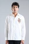 Buy_Rohit Bal_Ivory Poplin Sequins, Embroidery Placement Shirt _Online_at_Aza_Fashions