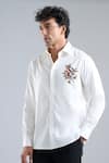 Buy_Rohit Bal_Ivory Poplin Sequins, Embroidery Placement Shirt _at_Aza_Fashions