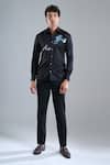 Rohit Bal_Black Poplin Embroidery Placement Shirt _Online_at_Aza_Fashions