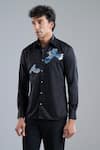 Buy_Rohit Bal_Black Poplin Embroidery Placement Shirt _at_Aza_Fashions