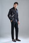 Buy_Rohit Bal_Black Poplin Embroidery Floral Placement Shirt _Online_at_Aza_Fashions