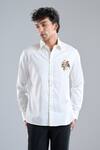 Buy_Rohit Bal_Ivory Poplin Embroidery Parrot Placement Shirt _at_Aza_Fashions