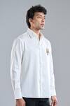 Shop_Rohit Bal_Ivory Poplin Embroidery Parrot Placement Shirt _Online_at_Aza_Fashions