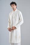 Rohit Bal_Ivory Chanderi Embroidery Kurta _at_Aza_Fashions