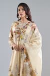 Shop Anamika Khanna Beige Embroidery, Sequins Round Neck Floral Print Kurta Set Online at Aza Fashions Shop_Anamika Khanna_Beige Embroidery, Sequins Round Neck Floral Print Kurta Set _Online_at_Aza_Fashions