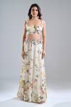 Buy_Anamika Khanna_Ivory Embroidery, Sequins Collared, Scoop Neck Printed Skirt Set _Online_at_Aza_Fashions