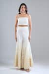 Buy_Anamika Khanna_Ivory Embroidery Open Neck, Bandeau Neck, One Shoulder Tonal Cape Sharara Set _Online_at_Aza_Fashions