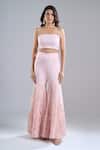 Anamika Khanna_Pink Embroidery, Sequins Open Neck, Bandeau Neck, One Tonal Cape Sharara Set _Online_at_Aza_Fashions