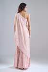 Buy_Anamika Khanna_Pink Embroidery, Sequins Open Neck, Bandeau Neck, One Tonal Cape Sharara Set _Online_at_Aza_Fashions