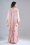 Shop_Anamika Khanna_Pink Embroidery, Sequins Open Neck, Bandeau Neck, One Tonal Cape Sharara Set _at_Aza_Fashions