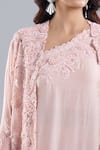 Buy_Anamika Khanna_Pink Embroidery, Sequins Open Neck, Bandeau Neck, One Tonal Cape Sharara Set 
