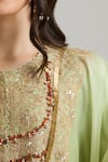 Shop_Anamika Khanna_Green Embroidery, Sequins, Beads, Stones, Zari, Metallic Thread Mint Kurta Set _Online_at_Aza_Fashions