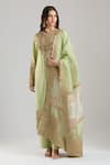 Buy_Anamika Khanna_Green Embroidery, Sequins, Beads, Stones, Zari, Metallic Thread Mint Kurta Set _at_Aza_Fashions
