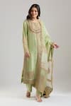 Anamika Khanna_Green Embroidery, Sequins, Beads, Stones, Zari, Metallic Thread Mint Kurta Set _at_Aza_Fashions