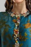 Buy_Anamika Khanna_Blue Beads, Embroidery Round Neck Midnight Printed Kurta Set_Online_at_Aza_Fashions