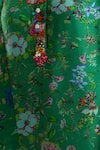 Buy_Anamika Khanna_Emerald Green Beads, Foil Printing Mandarin Collar Printed Kurta Set_Online_at_Aza_Fashions