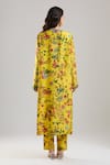 Shop_Anamika Khanna_Yellow Beads Round Neck Mustard Printed Kurta Set _at_Aza_Fashions