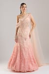 Buy_Tarun Tahiliani_Pink Embroidery, Sequins, Beads Sweetheart Neck Draped Corset Lehenga Set _at_Aza_Fashions