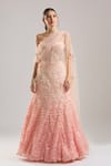 Buy_Tarun Tahiliani_Pink Embroidery, Sequins, Beads Sweetheart Neck Draped Corset Lehenga Set _Online_at_Aza_Fashions