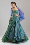 Buy_Tarun Tahiliani_Blue Embroidery, Zari, Stones, Metallic Thread Open Neck, Cape Lehenga Set _at_Aza_Fashions