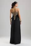 Shop_Tarun Tahiliani_Black Embroidery, Zari Sweetheart Neck Peplum Corset Trouser Set _at_Aza_Fashions