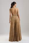 Shop_Tarun Tahiliani_Gold Embroidery, Beads Round Neck Jumpsuit _at_Aza_Fashions