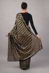 Shop_Abraham And Thakore_Black Viscose Georgette Sequins Tiles Saree _at_Aza_Fashions