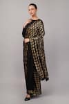 Buy_Abraham And Thakore_Black Viscose Georgette Sequins Tiles Saree _Online_at_Aza_Fashions