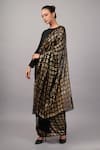 Shop_Abraham And Thakore_Black Viscose Georgette Sequins Tiles Saree _Online_at_Aza_Fashions
