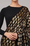 Abraham And Thakore_Black Viscose Georgette Sequins Tiles Saree _at_Aza_Fashions
