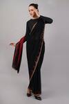 Buy_Abraham And Thakore_Black Viscose Georgette Sequins, Zari Triangle Saree _at_Aza_Fashions