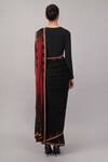 Shop_Abraham And Thakore_Black Viscose Georgette Sequins, Zari Triangle Saree _at_Aza_Fashions