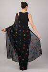 Shop_Abraham And Thakore_Black Viscose Georgette Sequins Polka Dot Saree _at_Aza_Fashions
