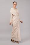 Abraham And Thakore_Beige Viscose Georgette Sequins Polka Dot Saree _Online_at_Aza_Fashions