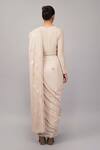 Shop_Abraham And Thakore_Beige Viscose Georgette Sequins Polka Dot Saree _at_Aza_Fashions