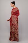 Buy_Abraham And Thakore_Maroon Viscose Georgette Gota Patti Dash Saree _Online_at_Aza_Fashions