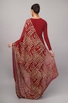 Shop_Abraham And Thakore_Maroon Viscose Georgette Gota Patti Dash Saree _at_Aza_Fashions