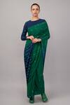 Buy_Abraham And Thakore_Green Viscose Georgette Sequins French Cut Embellished Saree _Online_at_Aza_Fashions