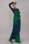 Shop_Abraham And Thakore_Green Viscose Georgette Sequins French Cut Embellished Saree _Online_at_Aza_Fashions