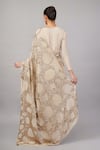 Shop_Abraham And Thakore_Beige Viscose Georgette Sequins French Cut Rings Embellished Saree _at_Aza_Fashions