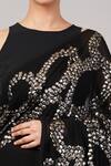 Abraham And Thakore_Black Viscose Georgette Stones French Cut Rings Embellished Saree _at_Aza_Fashions